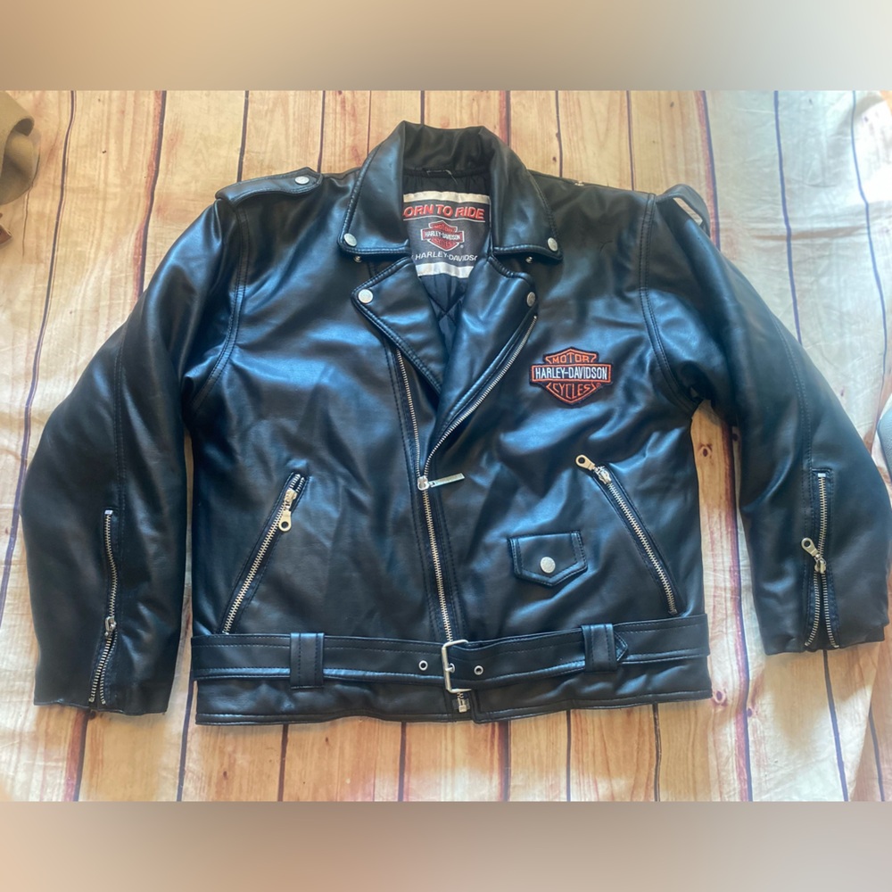 Y2K Harley-Davidson Black Jacket Womens Polyvinyl Faux Leather